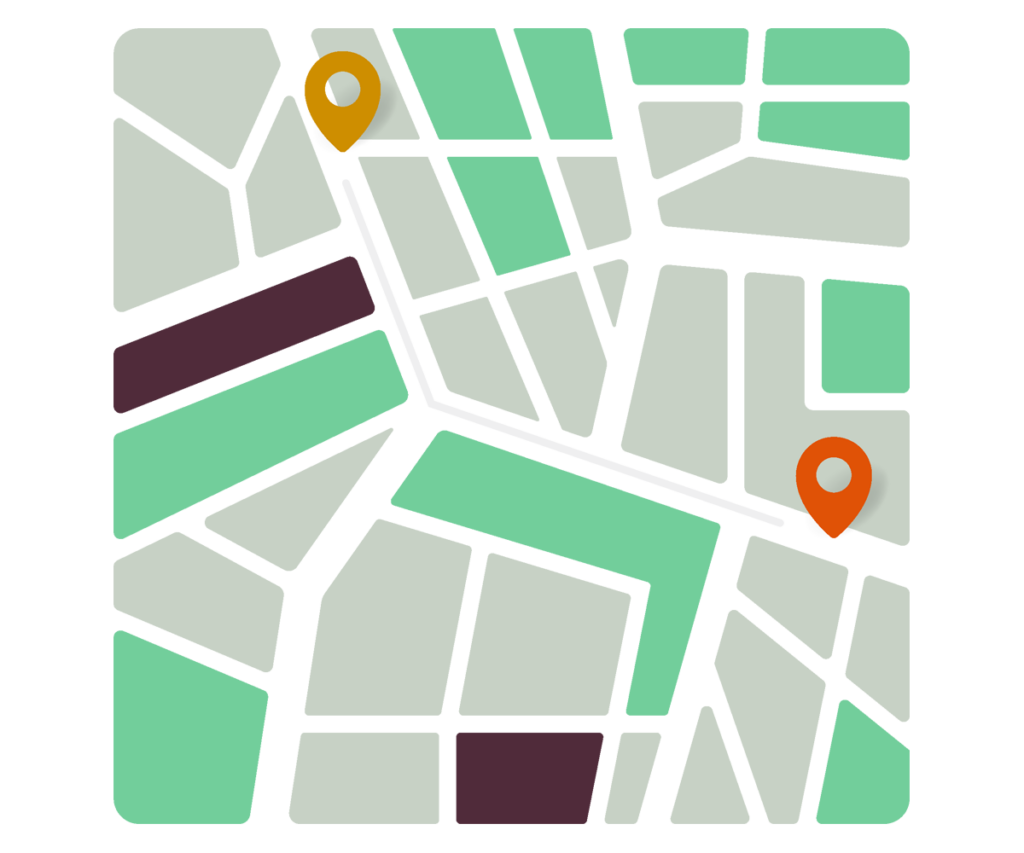 image of map with two pins on it