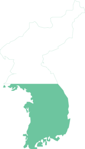 map of korea with south korea colored in and north korea only outlined