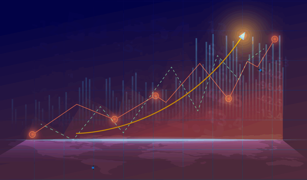 trending chart with lines going up